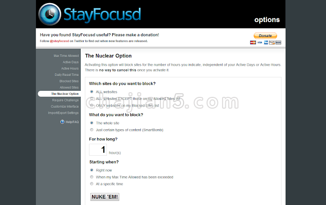 StayFocusd-保持专注，可设置浏览网页时间