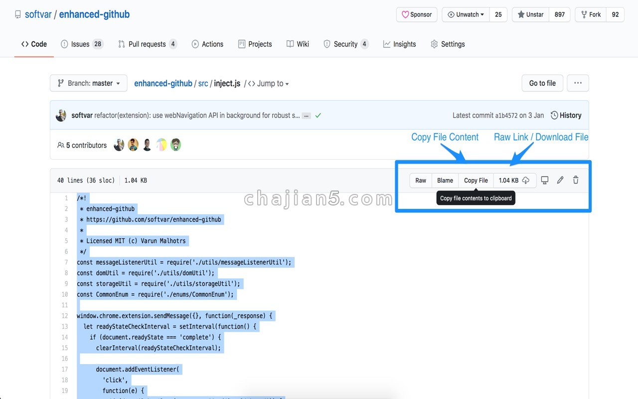 Enhanced Github（原 Github Plus）方便下载github项目内的单个文件