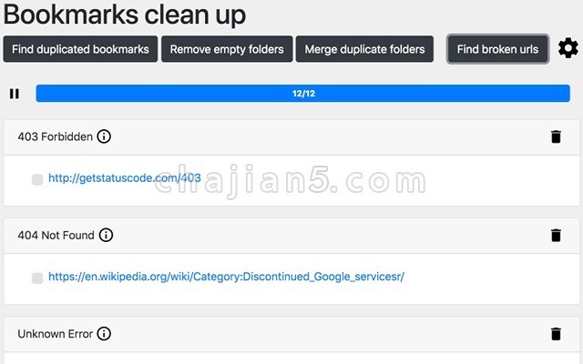 Bookmarks clean up 浏览器收藏夹死链重复链接检测插件