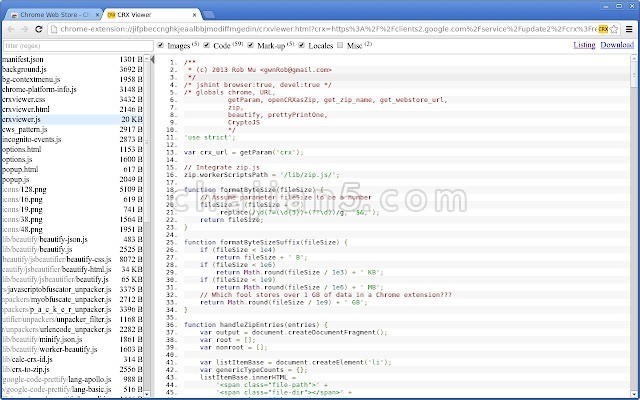 Chrome extension source viewer查看浏览器上其它插件的源代码