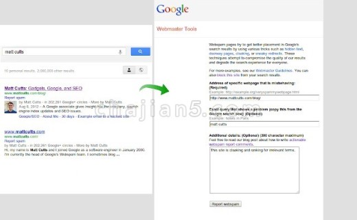 Google Webspam Report (by Google) 向谷歌举报搜索结果中的垃圾信息