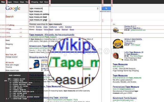 Tape测量网页像素值的网站前端设计工具