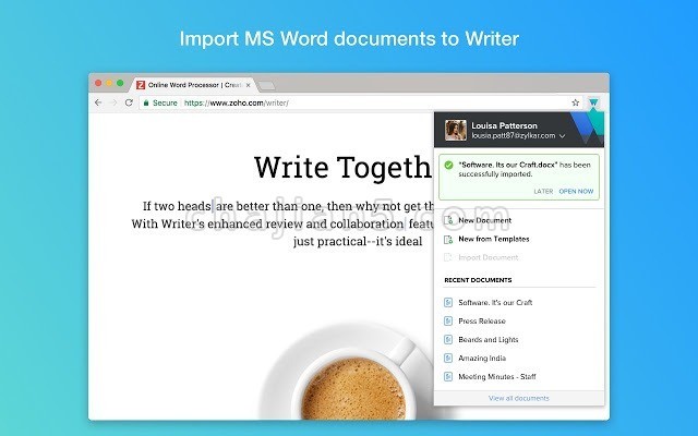Writer – Extension & Clipper从任何选项卡创建,访问和编辑Writer文档