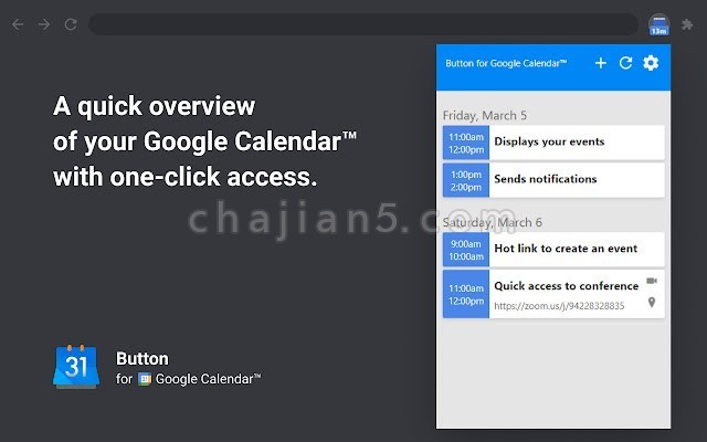 Button for Google Calendar™ 一键访问浏览谷歌日历™