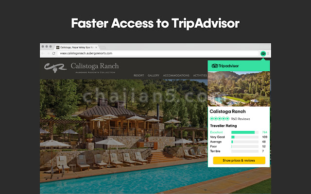 Tripadvisor Browser Button阅读点评比较酒店价格
