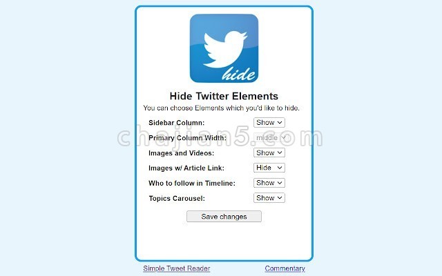 Hide Twitter Elements 对推特页面进行个性化显示