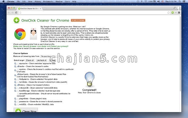 Oneclick Cleaner For Chrome 一键清除chrome浏览器历史记录