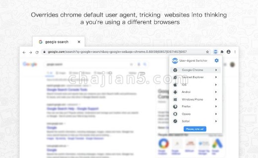User-Agent Switcher 在浏览器上切换不同的user-agent