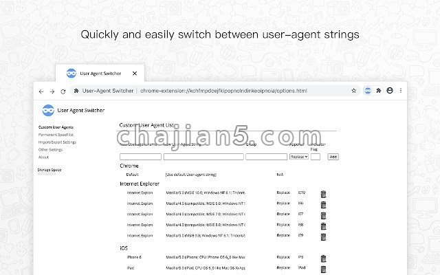 User Agent Switcher 在浏览器上切换不同的user Agent