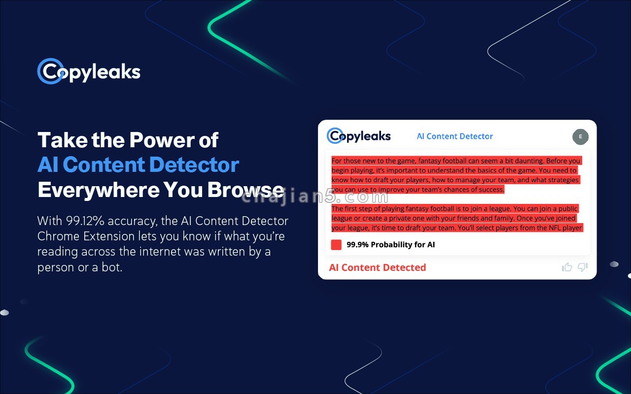 Copyleaks 检测网页内容哪些是由人工智能编写的