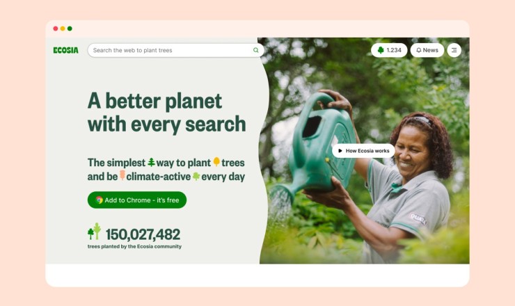 Ecosia 在搜索引擎中进行搜索来支持植树项目