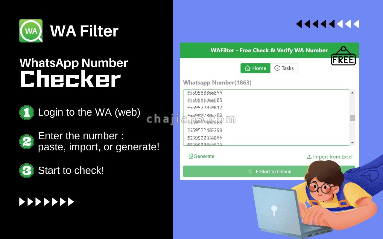 Wafilter 免费批量检查、过滤和验证 Whatsapp 号码